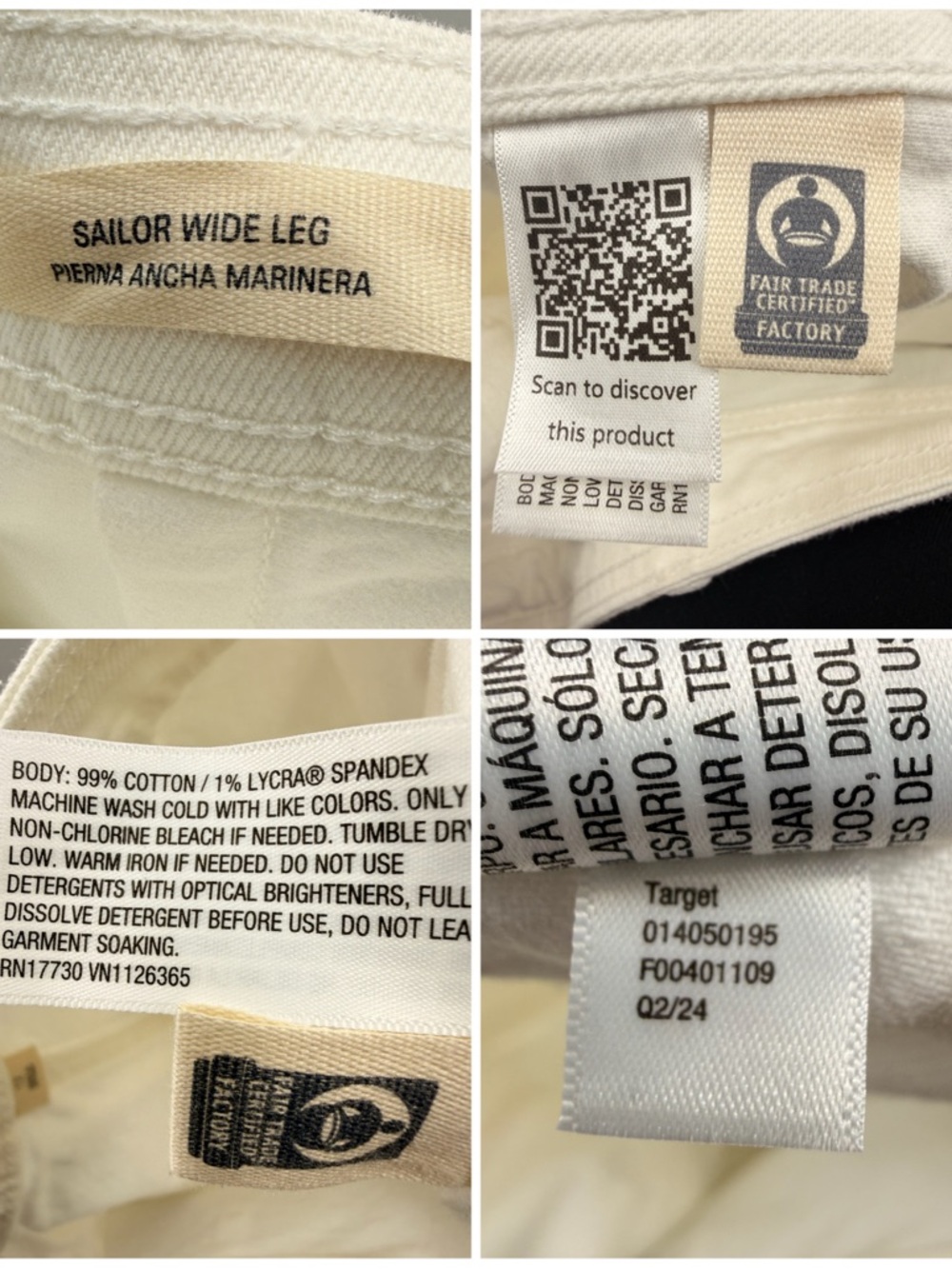 NWT High-Rise Sailor Wide Leg Ankle Jeans Relaxed Fit Universal Thread White 12 - Picture 11 of 11